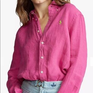 Polo Ralph Lauren Pink Linen Button Down Shirt